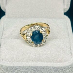 Vintage 14K Gold Ring with Natural Blue Sapphire & Diamonds, $3800 APPRAISED